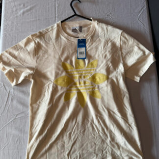 Adidas Originals Flower Trefoil Graphic T-Shirt Cream / Yellow - Brand New - UK 12