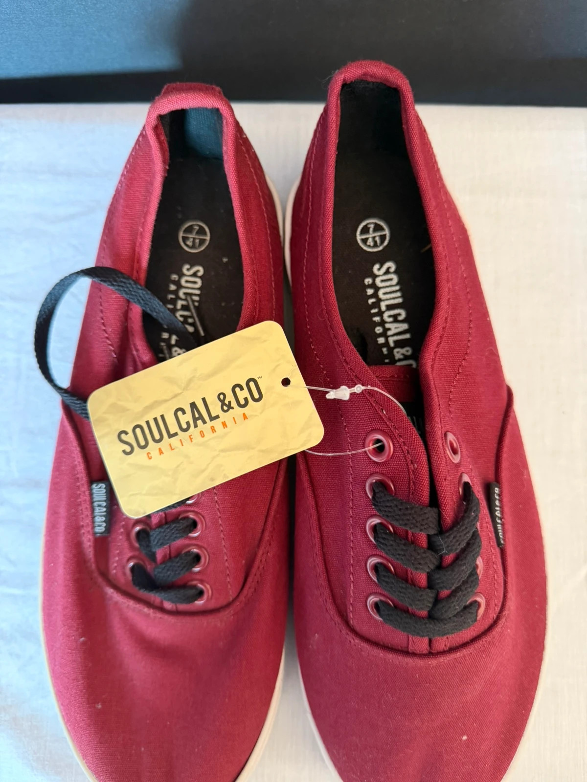 SoulCal & Co California Burgundy Canvas Low Trainers - Brand New - UK 7 / EU 41 - Image 2