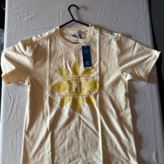 Adidas Originals Flower Trefoil Graphic T-Shirt Cream / Yellow - Brand New - UK 14